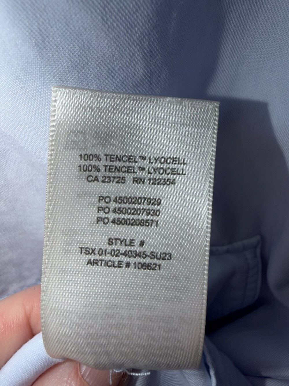Aritzia Babaton Dottie Shirt XS Light Blue Tencel Lyocell Button Front Blouse - Picture 7 of 8